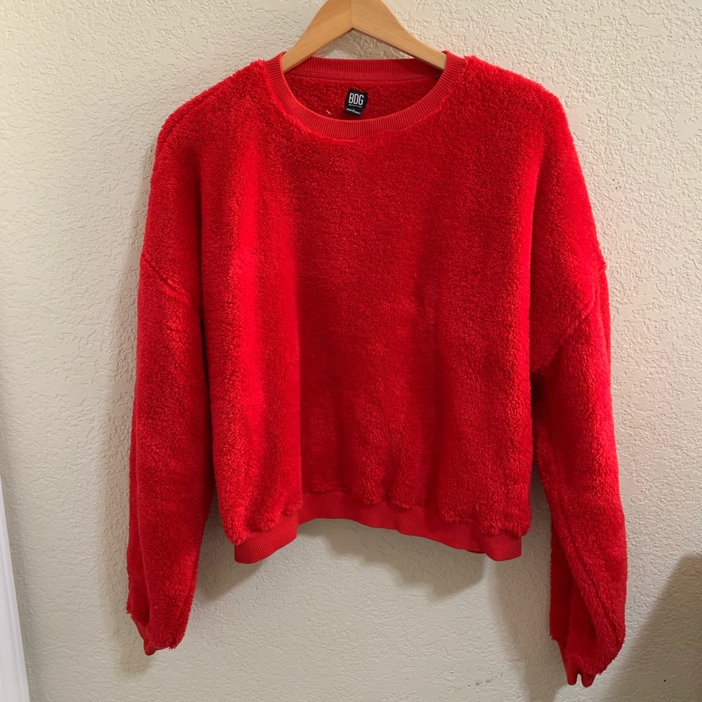 BDG faux fur red sweater